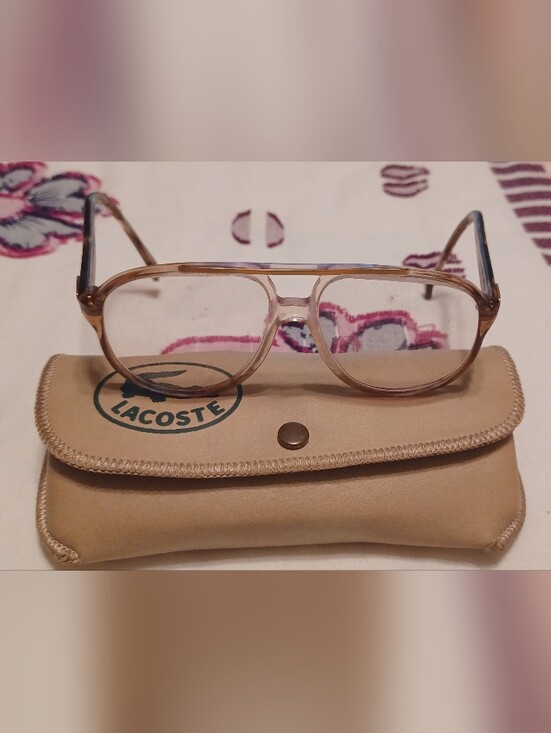 Vintage Lacoste Clear Champagne Aviator Glasses With Case main image 7
